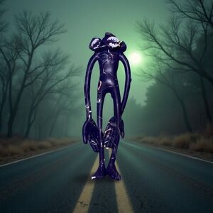 NIP Siren Head Bendable Navy Plastic Figure Cake Topper 4”